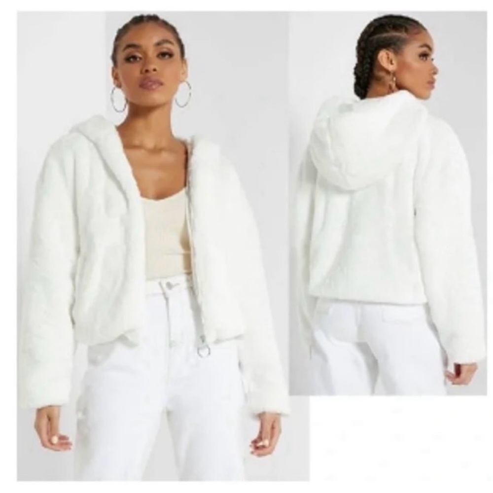 Top Shop faux fur jacket w/hood